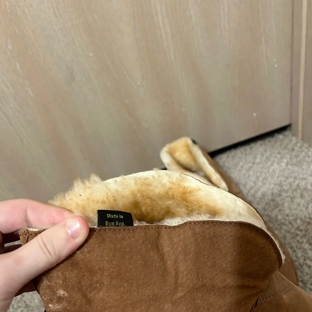 Old Friend Footwear Men's ExWide Bootee Sheepskin Lined Slipper Size 14.5E Brown